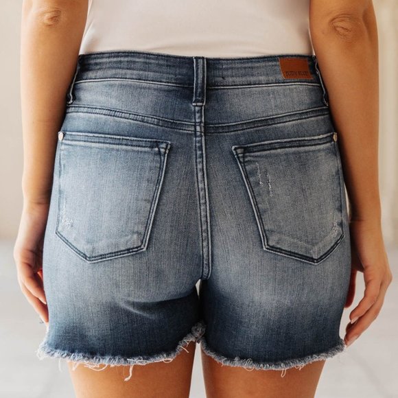 Judy Blue Denim Cutoff Shorts - Picture 4 of 11